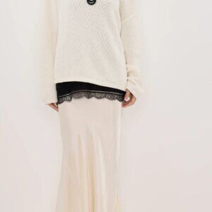 DISSH  Charli Cream Satin Maxi Skirt - size 4